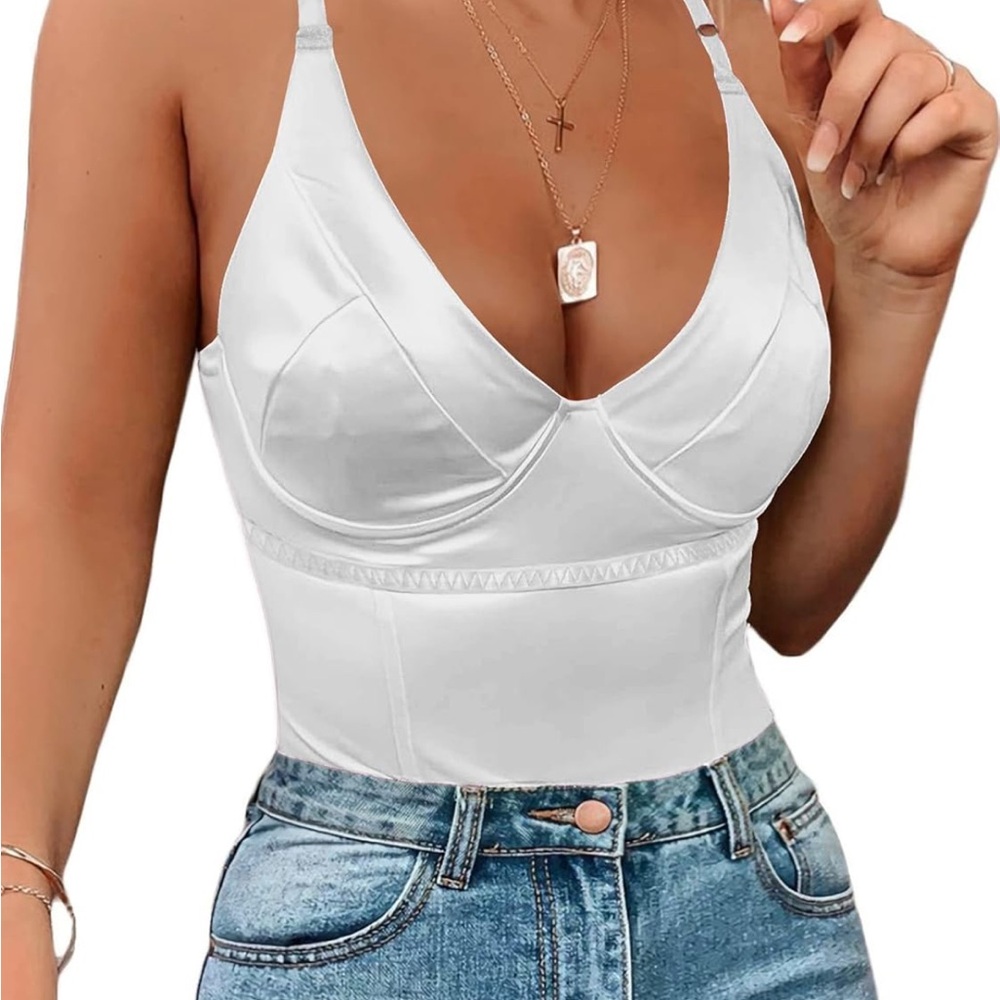 Elegant Cream Satin Bodysuit